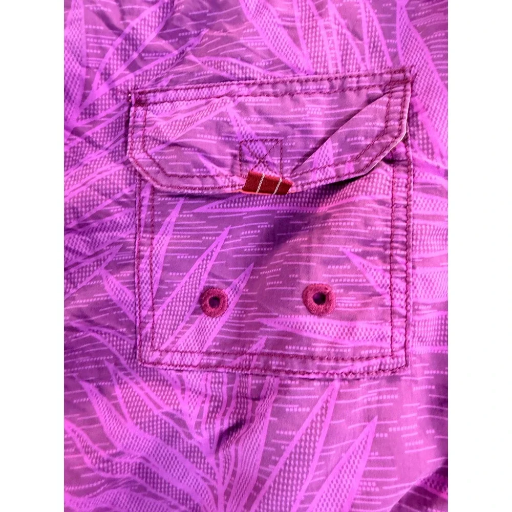Tommy Bahama Relax Mens Purple Palm Leaf Tropical Swim Trunks Board Shorts L